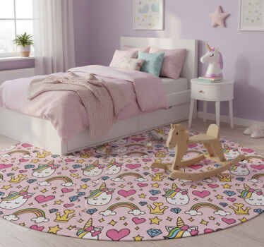 Cute rainbows and unicorns bedroom vinyl rug - TenStickers