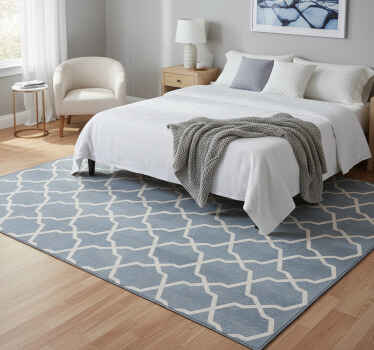 Gray hamptons pattern bedroom vinyl rug - TenStickers