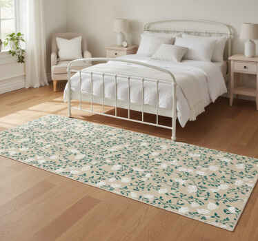 Bedroom vinyl rug with white vintage rose pattern - TenStickers