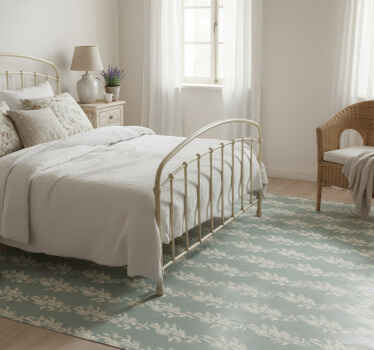 Bedroom vinyl rug with provencal small leaf design - TenStickers