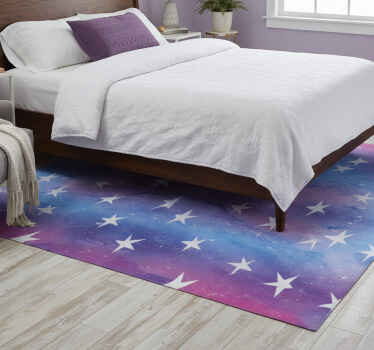 Bedroom vinyl rug in purple cosmos with stars - TenStickers