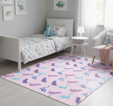 Bedroom vinyl rug with pink dinosaurs design - TenStickers