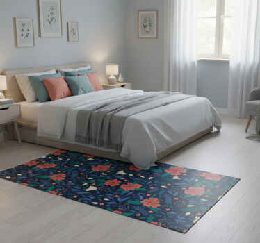 Bedroom vinyl rug with nordic floral art design - TenStickers