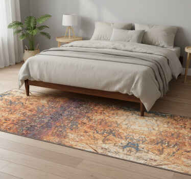 Bedroom vinyl rug in brown and gray concrete pattern - TenStickers