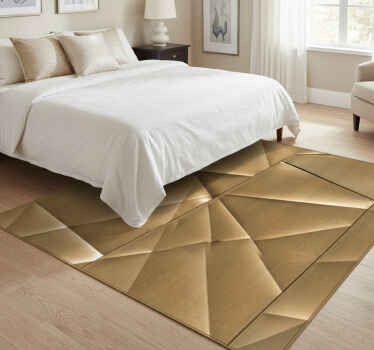 Bedroom vinyl rug with 3d golden polygon design - TenStickers