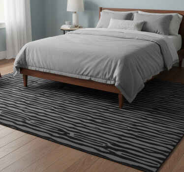 Grey and black wavy stripes bedroom vinyl rug - TenStickers