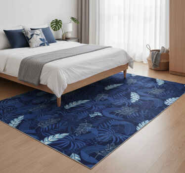 Bedroom vinyl rug blue maranta and panther - TenStickers