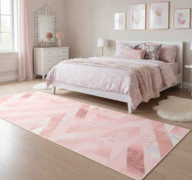 Bedroom vinyl rug with feminine pink geometric design - TenStickers