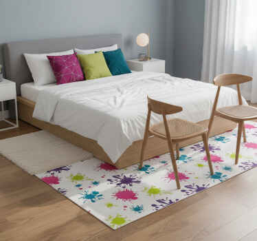Bedroom vinyl rug in vibrant multicolor splash - TenStickers