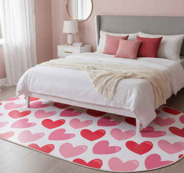 Bedroom vinyl rug with large heart shapes - TenStickers