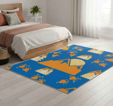 Bedroom vinyl rug with mountain footprints on blue - TenStickers