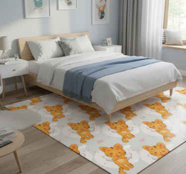 Bedroom vinyl rug with adorable flying kittens - TenStickers