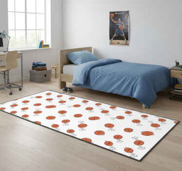 Bedroom vinyl rug with hand-drawn basketballs design - TenStickers