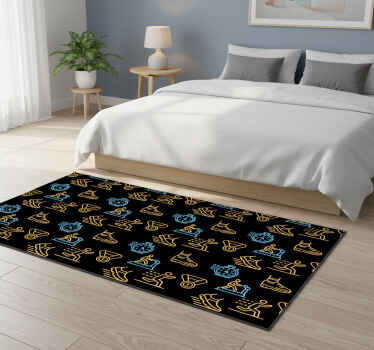 Tapete vinílico quarto ícones vetoriais neon sobre preto - TenStickers