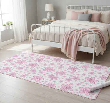Vinyl teppich schlafzimmer mit pinken kleinen blumen - TenStickers