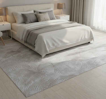 Gray 80's elegant botanical bedroom vinyl rug - TenStickers