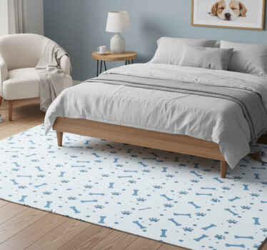 Bedroom vinyl rug with blue dog bones pattern - TenStickers
