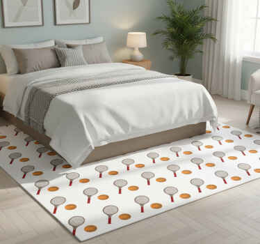 Bedroom vinyl rug with tennis rackets and balls - TenStickers