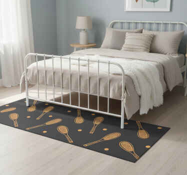 Bedroom vinyl rug with orange rackets and balls design - TenStickers