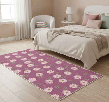 Bedroom vinyl rug with little pink daisies pattern - TenStickers