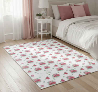 Bedroom vinyl rug with pink and red roses pattern - TenStickers