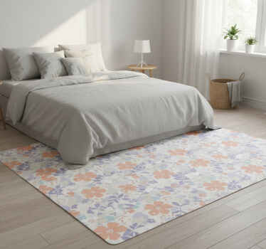 Bedroom vinyl rug with original nordic flowers - TenStickers