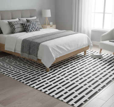 Bedroom vinyl rug in nordic black and white rectangles - TenStickers