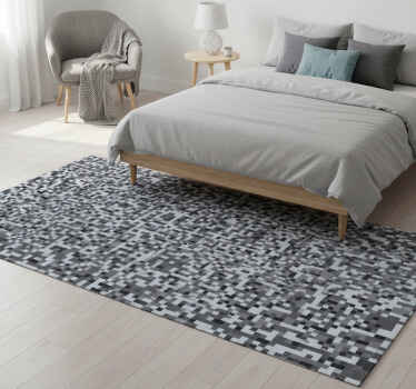 Bedroom vinyl rug in nordic grey shaded squares - TenStickers