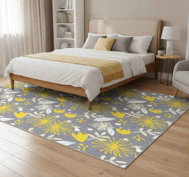 Bedroom vinyl rug in pantone vintage floral - TenStickers