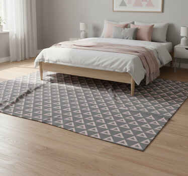 Pink and grey triangles bedroom vinyl rug - TenStickers