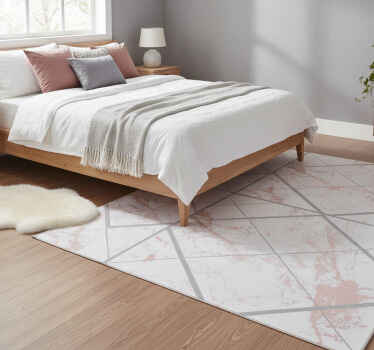 Bedroom vinyl rug in pink and grey marble outline - TenStickers