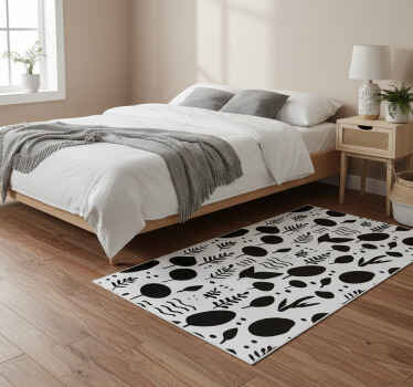 Bedroom vinyl rug with black and white nature prints - TenStickers