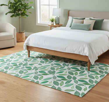 Bedroom vinyl rug with green leaves pattern - TenStickers