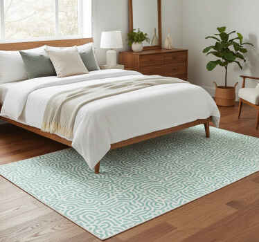 Bedroom vinyl rug with green and white nature design - TenStickers