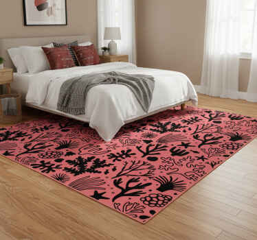 Bedroom vinyl rug australian leaves in red and black - TenStickers