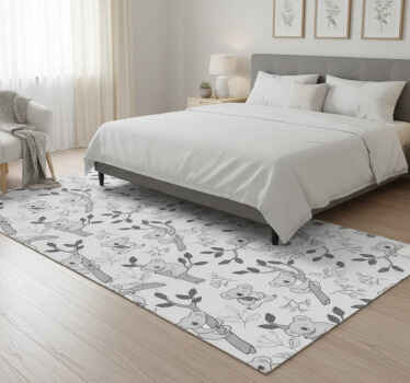Bedroom vinyl rug with gray koala pattern - TenStickers