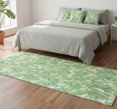 Bedroom vinyl rug with decorative green plants - TenStickers