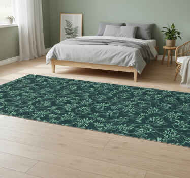 Vinyl teppich schlafzimmer mit grünen vintage-pflanzen - TenStickers