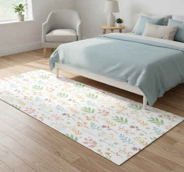 Bedroom vinyl rug with simple symbols on white - TenStickers