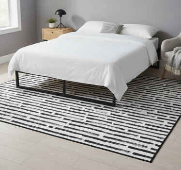Vintage black lines on white bedroom vinyl rug - TenStickers