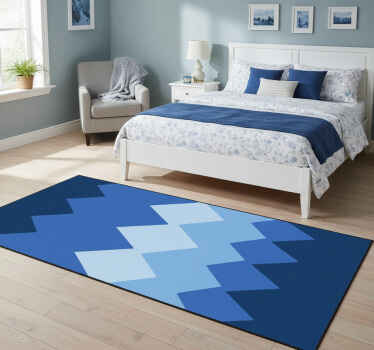 Bedroom vinyl rug in white and blue quilt design - TenStickers