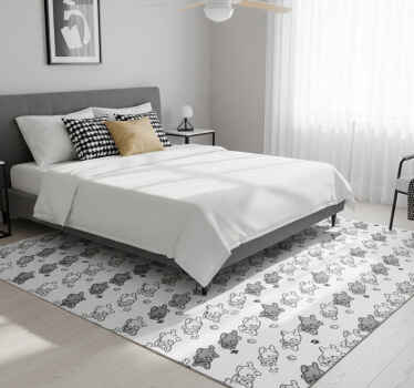 Bedroom vinyl rug with black and gray dog pattern - TenStickers