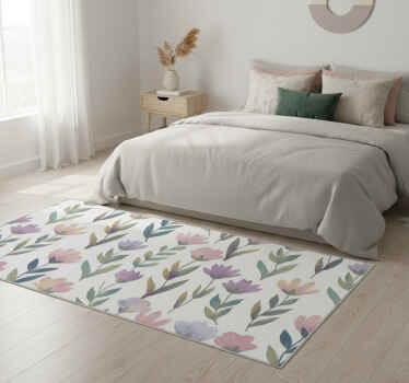 Tapis vinyle chambre autocollant mural fleurs nordiques - TenStickers