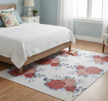 Tapis vinyle chambre fleurs bleu bouquet - TenStickers