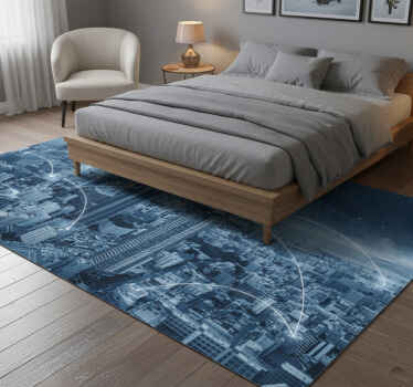 Tapis vinyle chambre paysage de gratte-ciel - TenStickers