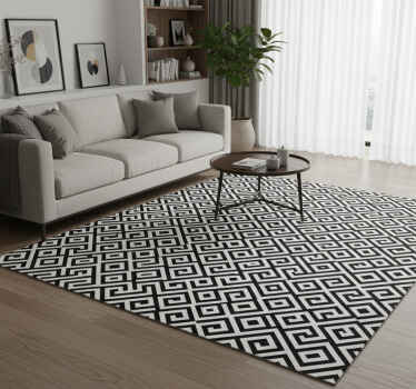 Vinyl tapijt scandinavisch zwart-wit geometrisch patroon - TenStickers