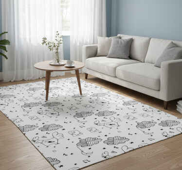 Vinyl tapijt scandinavisch zwart-witte kippenstijl - TenStickers