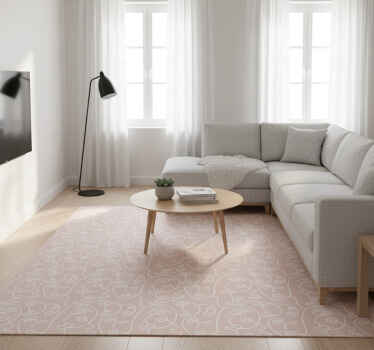 Vinyl tapijt scandinavisch roze en wit patroon - TenStickers