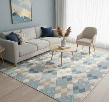 Vinyl tapijt scandinavisch geometrisch blauw patroon - TenStickers