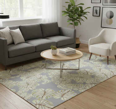 Tapis vinyle nordique feuilles monstera grises minimalistes - TenStickers